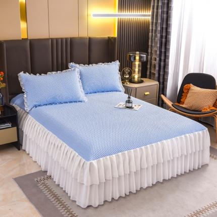 锦罗绣 2024新款冰豆豆凉席 床裙款 床裙款豆豆-蓝