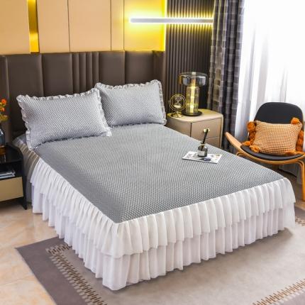 锦罗绣 2024新款冰豆豆凉席 床裙款 床裙款豆豆-深灰