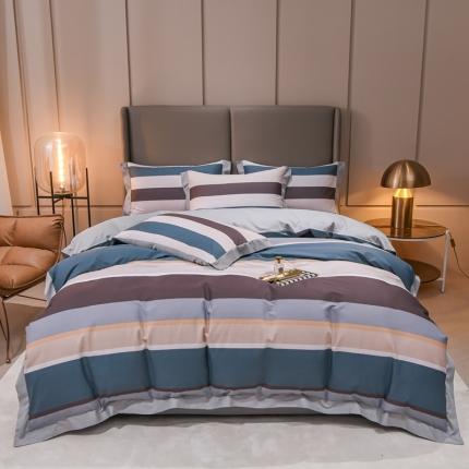 91家纺网 家纺一手货源 找家纺 KA家纺2022新款40支贡缎长绒棉全棉工艺款四件套浓情摩卡