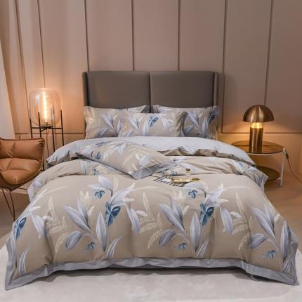 91家纺网 家纺一手货源 找家纺 KA家纺2022新款40支贡缎长绒棉全棉工艺款四件套在水一方