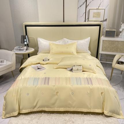 91家纺网 家纺一手货源 找家纺 （总）艾米 2025新款春夏水洗真丝四件套-星月