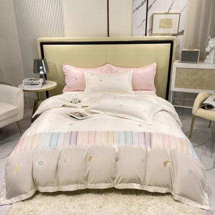 91家纺网 家纺一手货源 找家纺 （总）艾米 2025新款春夏水洗真丝四件套-星月