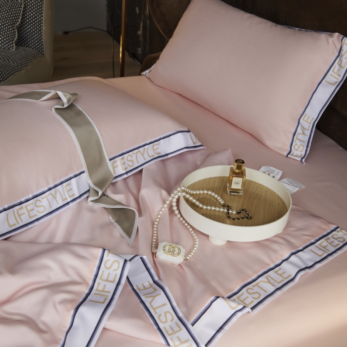 91家纺网 家纺一手货源 找家纺 凡客2022水洗天丝大豆纤维数码宽边莫奈夏被四件套莫奈-豆沙
