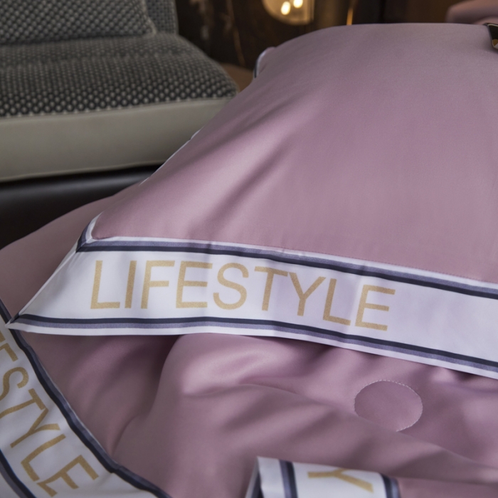 91家纺网 家纺一手货源 找家纺 凡客2022水洗天丝大豆纤维数码宽边莫奈夏被四件套莫奈-浅紫