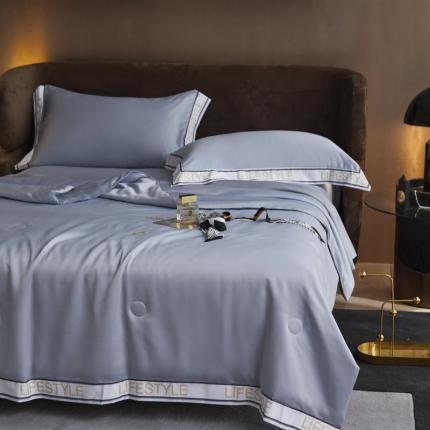 91家纺网 家纺一手货源 找家纺 凡客2022水洗天丝大豆纤维数码宽边莫奈夏被四件套莫奈-雾蓝