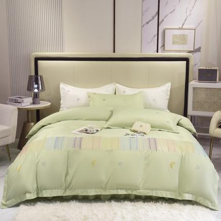 艾米 2025新款春夏水洗真丝四件套-星月 薄荷绿