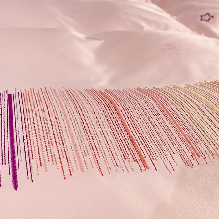 91家纺网 家纺一手货源 找家纺 艾米 2025新款春夏水洗真丝四件套-星月 粉玉