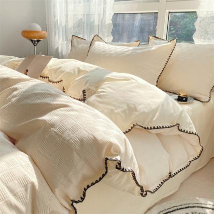 蓝米卡夫家居2024款A类60S华夫格贝壳针水洗棉系列 艾夫格-奶昔白