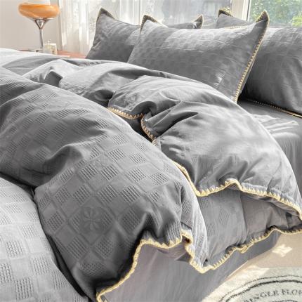 蓝米卡夫家居2024款A类60S华夫格贝壳针水洗棉系列 艾夫格-绅士灰