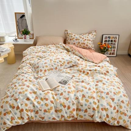 91家纺网 家纺一手货源 找家纺 柚子 2022新款40支13372全棉复古浪漫四件套 露娜