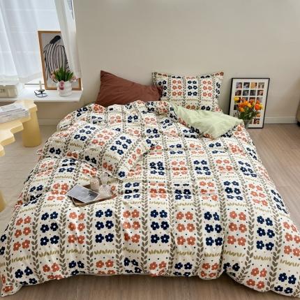 91家纺网 家纺一手货源 找家纺 柚子 2022新款40支13372全棉复古浪漫四件套 美篱