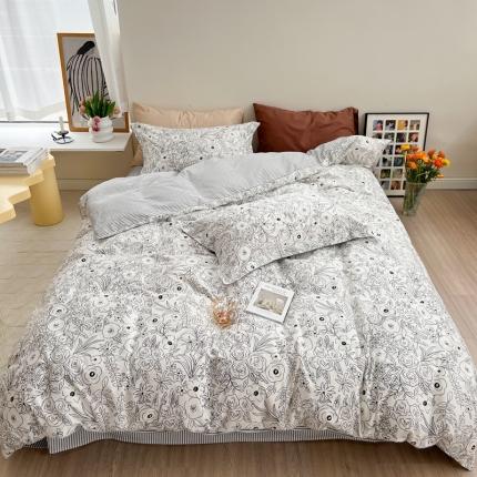 91家纺网 家纺一手货源 找家纺 柚子 2022新款40支13372全棉复古浪漫四件套 晓芙