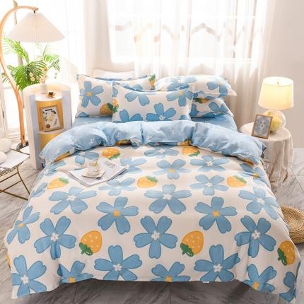 91家纺网 家纺一手货源 找家纺 赫然 130g生态长绒棉贡棉植物羊绒加厚斜纹磨毛四件套小情调