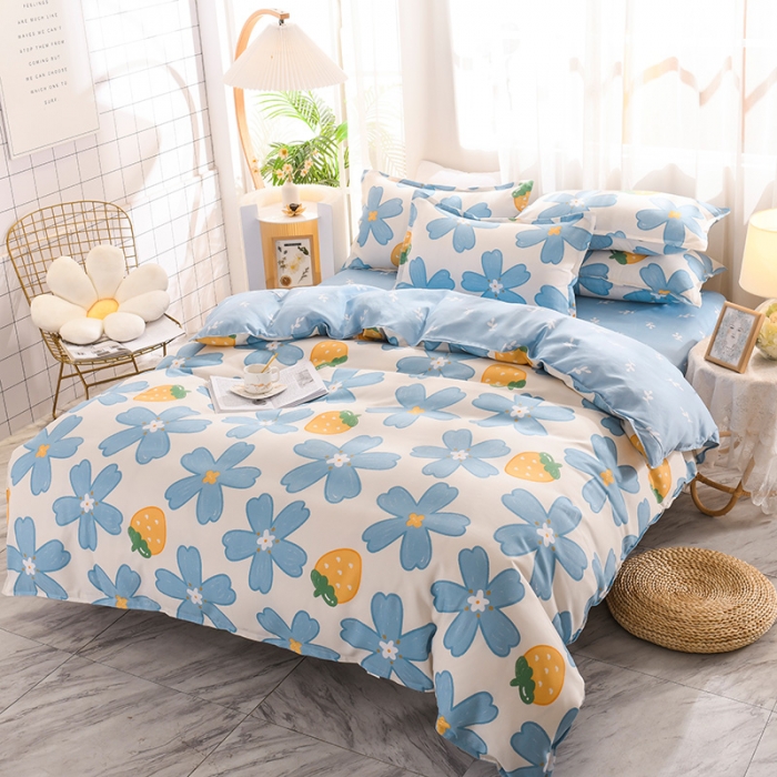 91家纺网 家纺一手货源 找家纺 赫然 130g生态长绒棉贡棉植物羊绒加厚斜纹磨毛四件套小情调