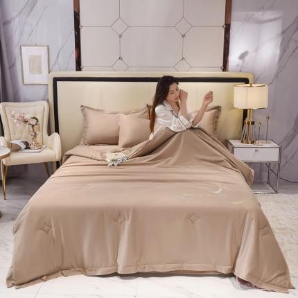 91家纺网 家纺一手货源 找家纺 （总）塔塔 2025新款轻奢冰雪丝包边羽毛刺绣大豆夏被