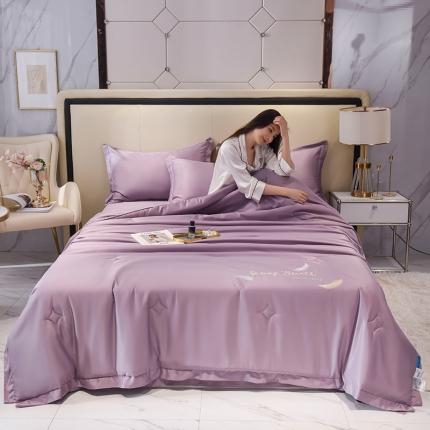 91家纺网 家纺一手货源 找家纺 （总）塔塔 2025新款轻奢冰雪丝包边羽毛刺绣大豆夏被