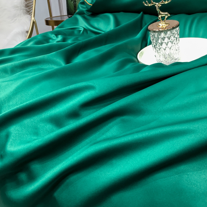 91家纺网 家纺一手货源 找家纺 琪格格 2022新款水洗真丝刺绣四件套 A新都市魅惑绿