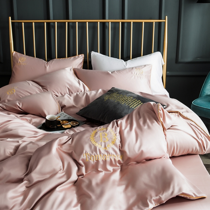 91家纺网 家纺一手货源 找家纺 琪格格 2022新款水洗真丝刺绣四件套 都市-香槟