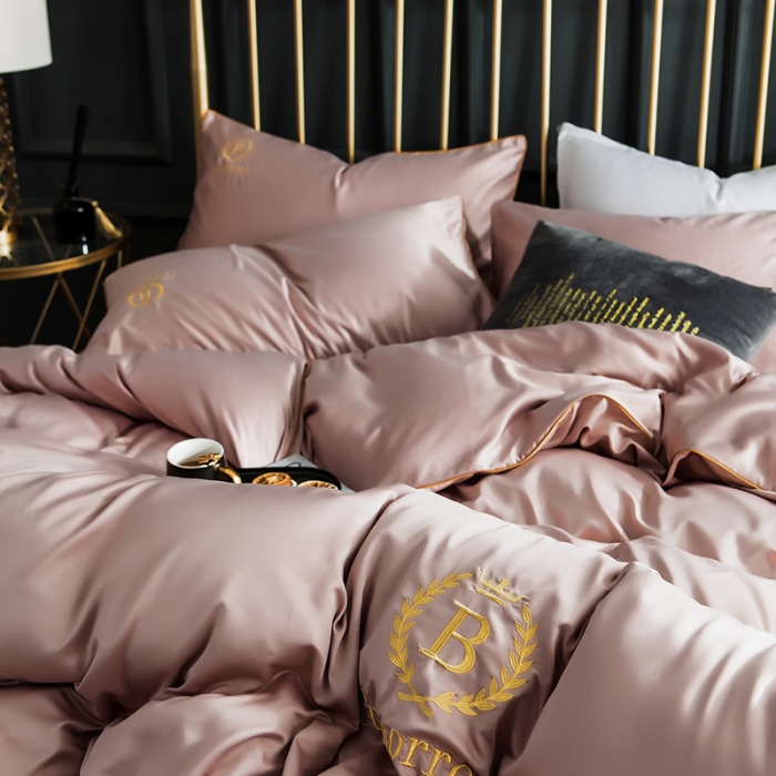 91家纺网 家纺一手货源 找家纺 琪格格 2022新款水洗真丝刺绣四件套 都市-香槟