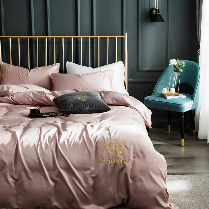 91家纺网 家纺一手货源 找家纺 琪格格 2022新款水洗真丝刺绣四件套 都市-香槟