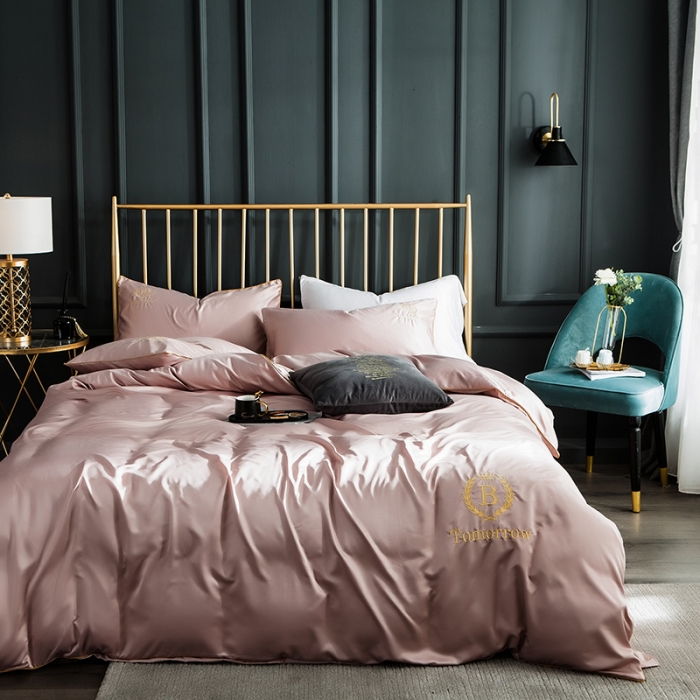 91家纺网 家纺一手货源 找家纺 琪格格 2022新款水洗真丝刺绣四件套 都市-香槟