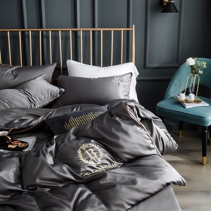 91家纺网 家纺一手货源 找家纺 琪格格 2022新款水洗真丝刺绣四件套 都市-雅韵灰