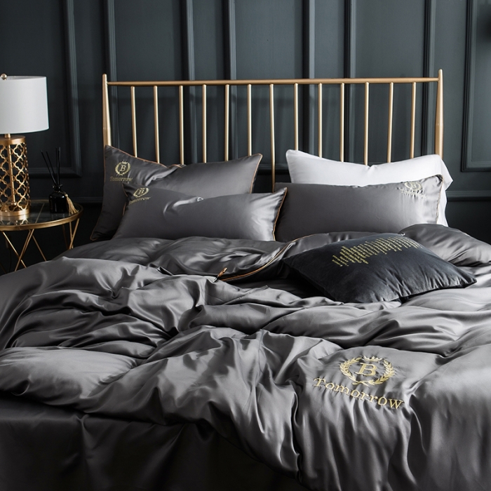 91家纺网 家纺一手货源 找家纺 琪格格 2022新款水洗真丝刺绣四件套 都市-雅韵灰