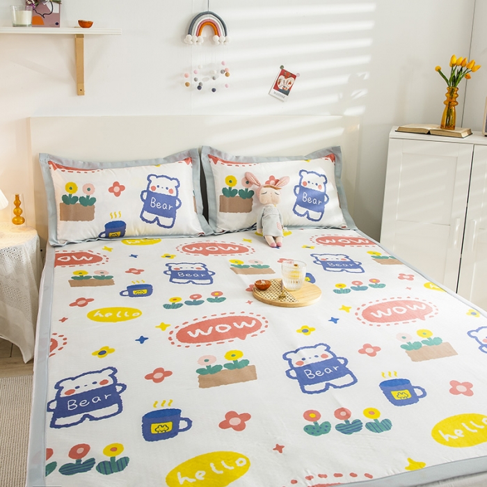 91家纺网 家纺一手货源 找家纺 琪格格 2022新款复合冰丝席凉席 抱抱熊复合席