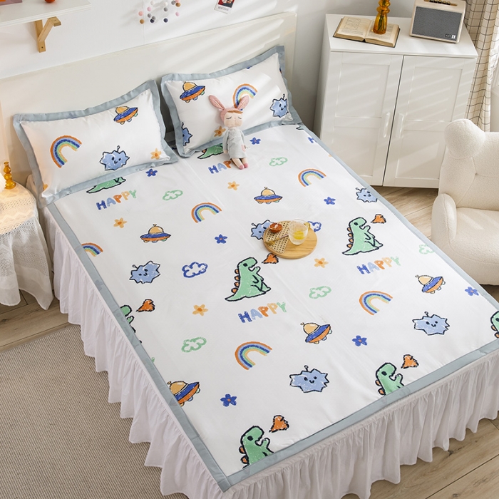 91家纺网 家纺一手货源 找家纺 琪格格 2022新款复合冰丝席凉席 无敌小恐龙