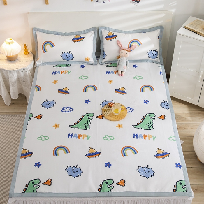 91家纺网 家纺一手货源 找家纺 琪格格 2022新款复合冰丝席凉席 无敌小恐龙