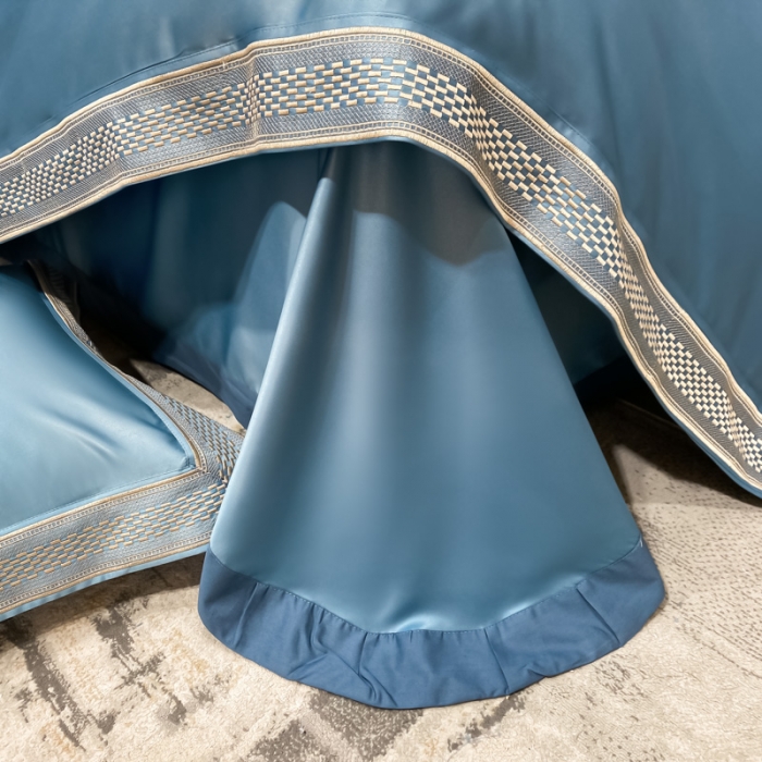 91家纺网 家纺一手货源 找家纺 欧乐蒂 2022新款A版水洗真丝B版全棉四件套-简爱 简爱-宾利蓝