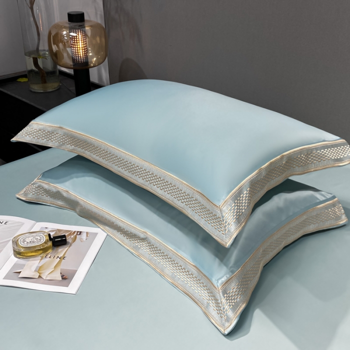 91家纺网 家纺一手货源 找家纺 欧乐蒂 2022新款A版水洗真丝B版全棉四件套-简爱 简爱-梵星蓝