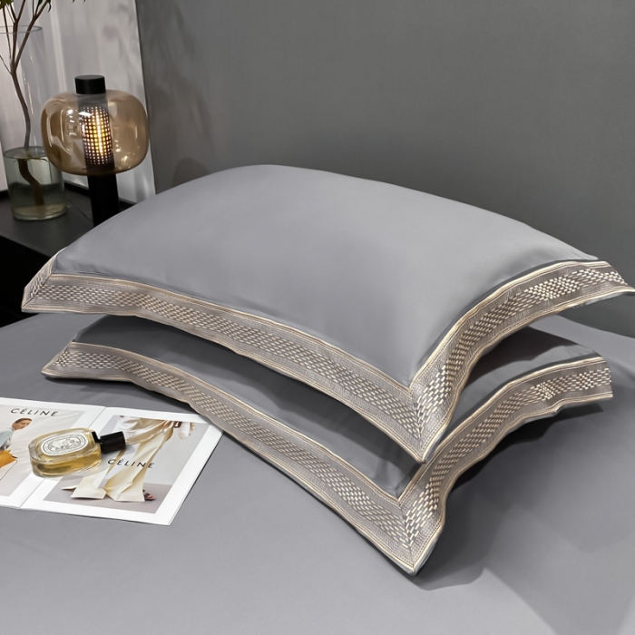 91家纺网 家纺一手货源 找家纺 欧乐蒂 2022新款A版水洗真丝B版全棉四件套-简爱 简爱-高级灰