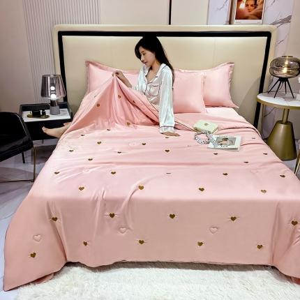 91家纺网 家纺一手货源 找家纺 塔塔2025新款爱心满绣立体滚边大豆夏被子被芯 爱心-果冻粉