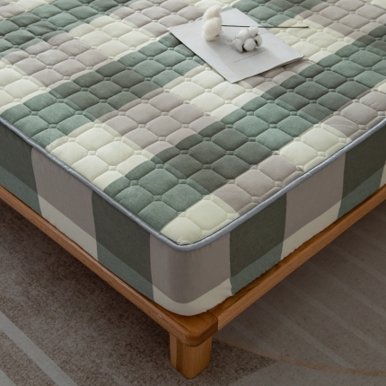 91家纺网 家纺一手货源 找家纺 （总）卡伦 2025全棉色织水洗棉夹棉床笠席梦思保护套22色