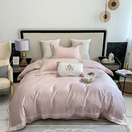 91家纺网 家纺一手货源 找家纺 曼布缇 2025新款工艺款100s长绒棉绣花四件套-马丽娜