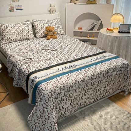 91家纺网 家纺一手货源 找家纺 (总)金爱家 2023新款简约轻奢风乳胶凉席夏被四件套