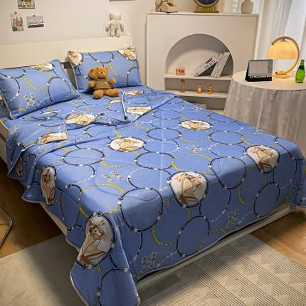 91家纺网 家纺一手货源 找家纺 (总)金爱家 2023新款简约轻奢风乳胶凉席夏被四件套