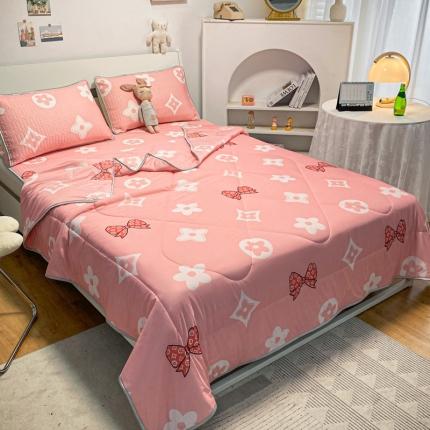 91家纺网 家纺一手货源 找家纺 (总)金爱家 2023新款简约轻奢风乳胶凉席夏被四件套