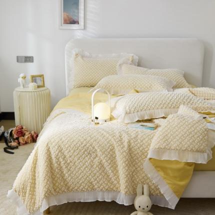 凡客 2022新款大豆剪花奈斯夏被四件套 柠檬黄