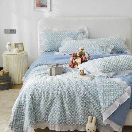 凡客 2022新款大豆剪花奈斯夏被四件套 天空蓝
