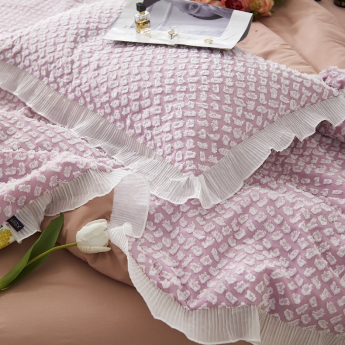 91家纺网 家纺一手货源 找家纺 凡客 2022新款大豆剪花奈斯夏被四件套 香芋紫