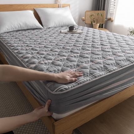 91家纺网 家纺一手货源 找家纺 东宇 2022新款色织全棉水洗棉夹棉床笠 纽约灰