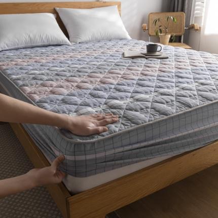 91家纺网 家纺一手货源 找家纺 东宇 2022新款色织全棉水洗棉夹棉床笠 马丁粉