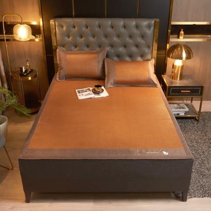 91家纺网 家纺一手货源 找家纺 恋佳 2023新款正面藤席反面加厚三明治横头绣花套件 印尼三明治