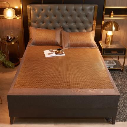 91家纺网 家纺一手货源 找家纺 (总) 恋佳 2025正面藤席反面冰丝横头绣花单凉席及套件