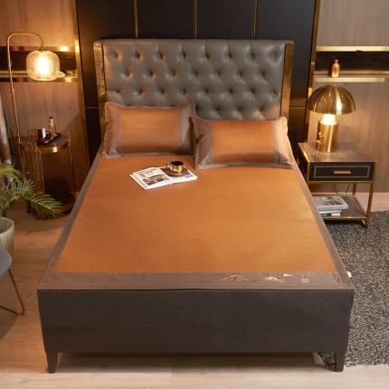 91家纺网 家纺一手货源 找家纺 (总) 恋佳 2025正面藤席反面冰丝横头绣花单凉席及套件