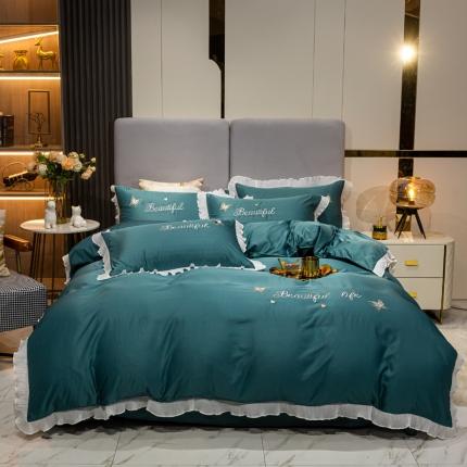 91家纺网 家纺一手货源 找家纺 （总）邦妮家纺 2024新款水洗天丝刺绣四件套-蝶梦