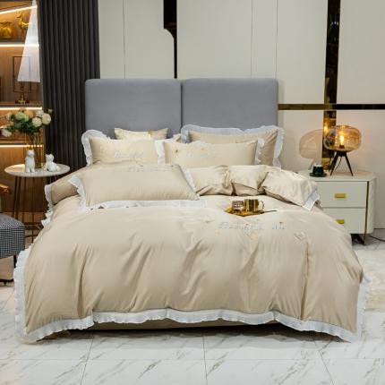 91家纺网 家纺一手货源 找家纺 （总）邦妮家纺 2024新款水洗天丝刺绣四件套-蝶梦