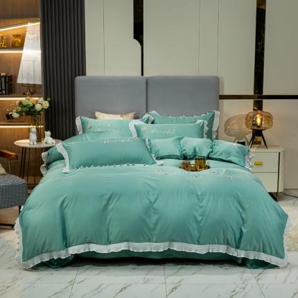 91家纺网 家纺一手货源 找家纺 （总）邦妮家纺 2024新款水洗天丝刺绣四件套-蝶梦